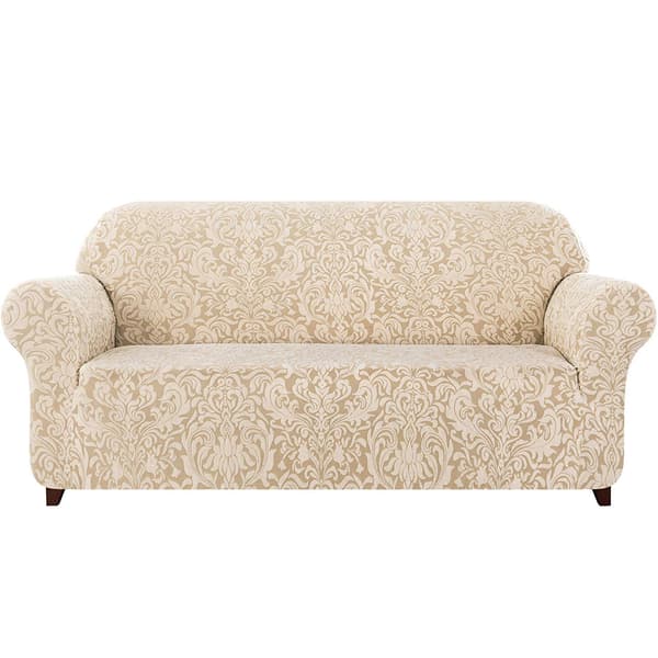 Damask sofföverdrag stretch sofföverdrag soffskydd fåtöljöverdrag elastiskt blommönster halkfritt stretchöverdrag mjukt tyg