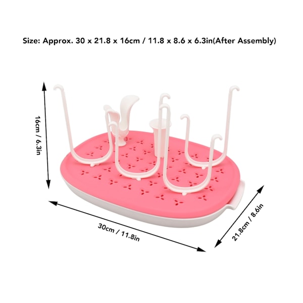 Babyflaske Tørkerack Avtakbar Flere Stativ Avrenningsbrett Tykk Base Flasketørker Holder Sakura Rosa