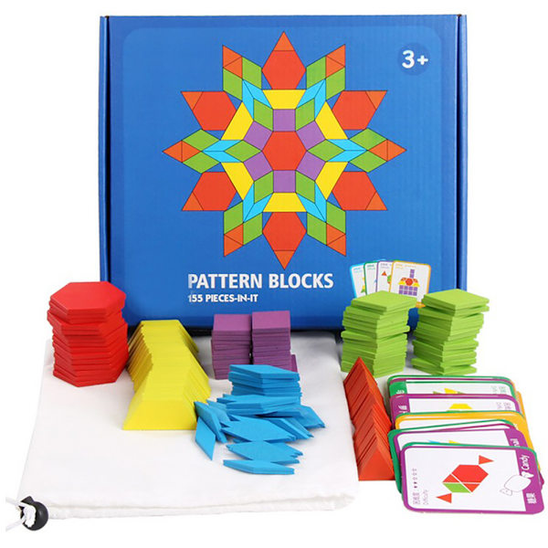 155-dels Träblockset Geometriska Form Pussel Kindergarten Klassiska Pedagogiska Leksaker för Barn