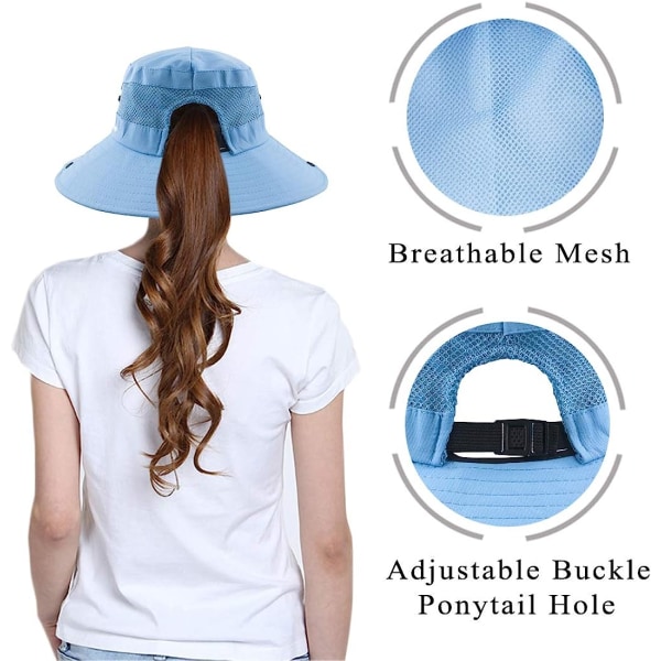Hestehale solhatt for kvinner UV-beskyttelse Sammenleggbar mesh bred kant B