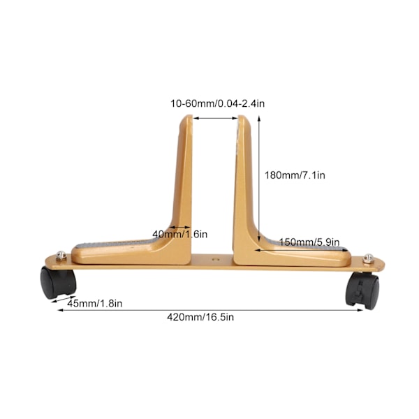 2-pack Rumsavdelare Skärmhållare Breddjusterbar Flyttbar Aluminiumlegering Skärmvägg Fotstöd med Hjul Guld