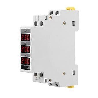 Modulär LED Digital Trefas Voltmeter för DIN-skena Spänningsmätare AC80-500V
