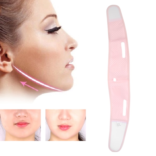 Elastiskt ansiktsformande bantningsbandage Andningsbart ansiktsstramande lyftband (Rosa)