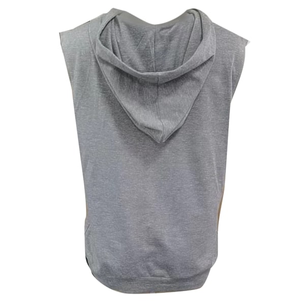 Mænds Hættetrøje Tanktop Med Snøreforan Lomme Ren Farve Sportsærmeløs Løbeskjorte Lysegrå XL