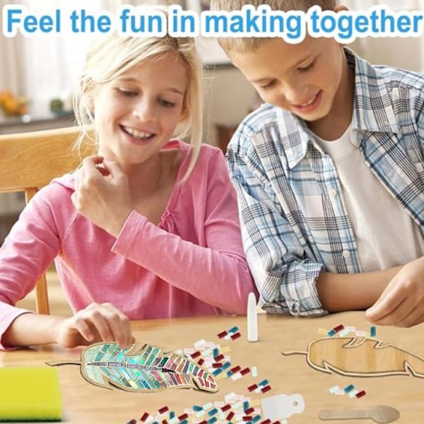 DIY Mosaikplattor Multifunktionell Handgjord Innovativ Fjäderformad Mosaikplattor Kit för Hantverk för Vuxna Barn Vit