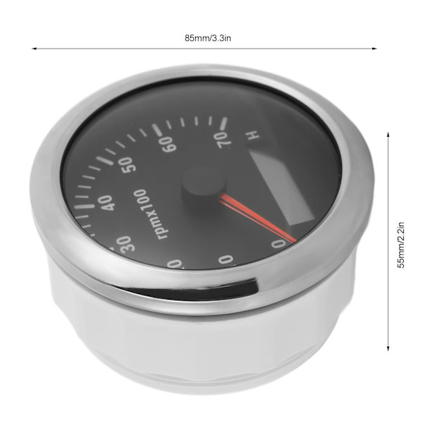 85 mm:n kierroslukumittari 0–7000 rpm, säädettävä 7 värillä taustavalo, autoille, veneille ja moottoreille, 9–32 V DC, musta