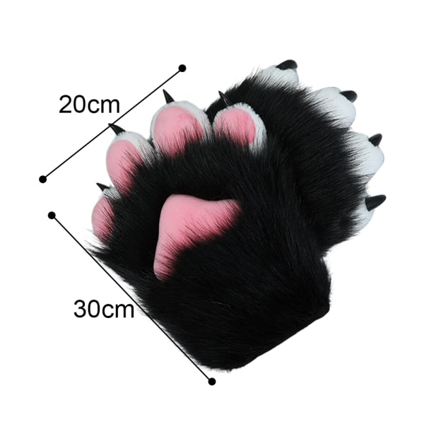 1 Par Animal Claw Handske Paw Mitts Vinter Furry Hand Paw Mitt C