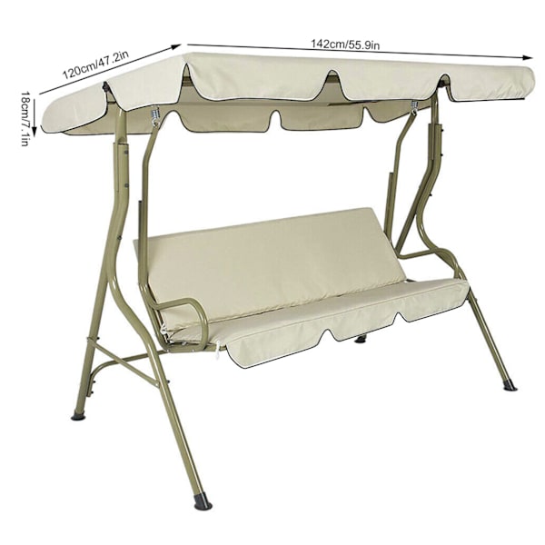 Dobbel Person Utendørs Hage Vanntett Sving Solskjerm Deksel Kalesje Skygge Stoff 142x120x18cm Beige