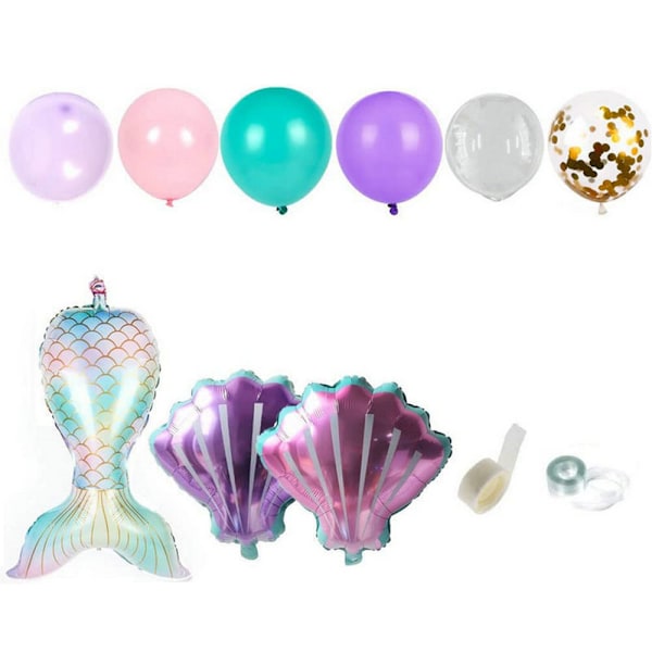 Oceanic Party Delights, Sjöjungfrustjärtballonger Under Havet Dekorationer för Flickor Sjöjungfrufester, Återanvändbara Ballonger (En Blandning av Färger)