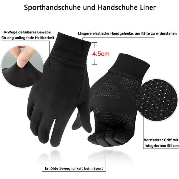 Pekskärmshandskar, herr dam sport handskar handskfoder utomhus löparhandskar varma vindtäta vinterhandskar halkfria helfinger för löpning,