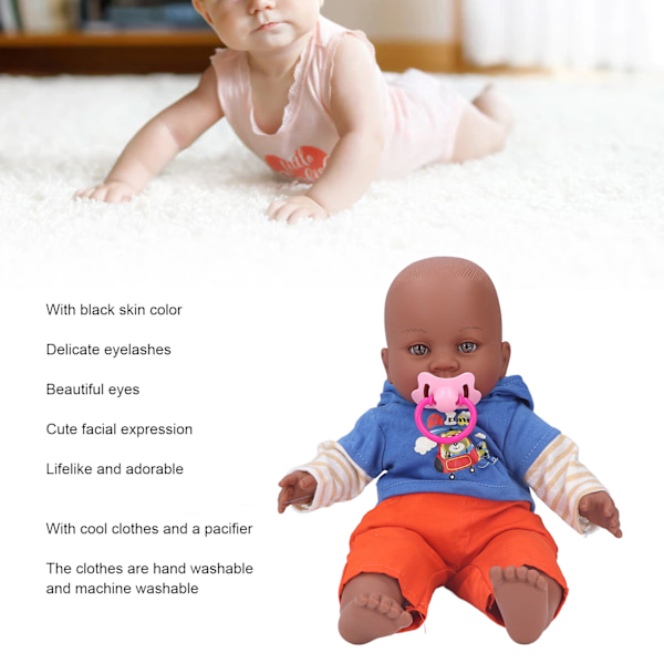 16 tommer Reborn Baby Dukke Seje Tøj Høj Simulation Sort Hud Livagtig Vinyl Dukker med Sut