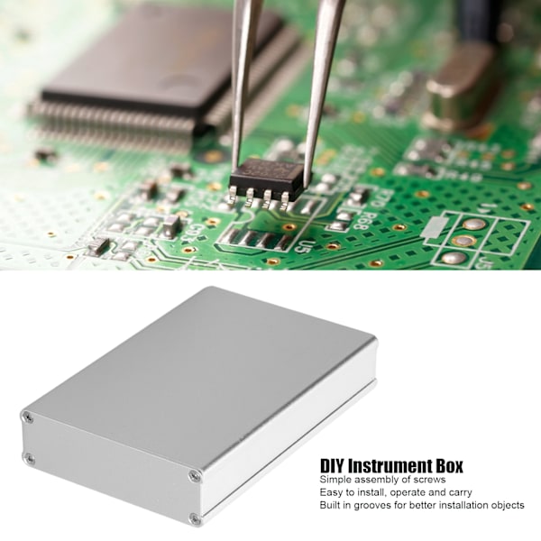 Projektboks i Aluminiumlegeret, Integreret Mat Sølv, DIY Instrumentbokse til PCB-Ledninger 22x74x110mm