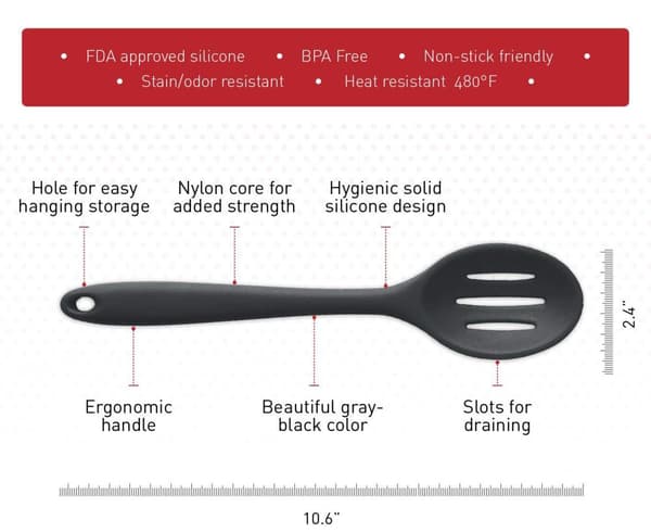 Hulske, Varmebestandig Silikone, Modstår Smeltning, Deformation, Solid-silikone Redskab, Ergonomisk Greb, Perfekt Til Dræning Og Servering