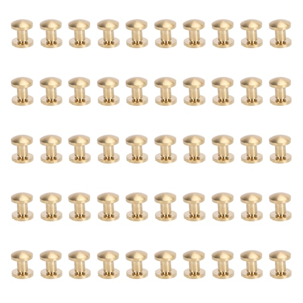 50 Set Mässingsnitar Kit DIY 8mm Spårskruv Dekorativ Böjd Nit för Läder Väska Tyg Byxor Papper 5mm / 0.2in