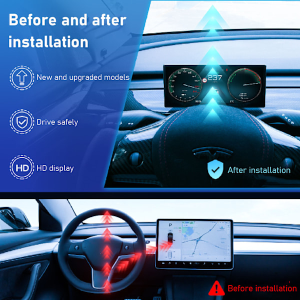 9 tommer IPS skærm bil instrumentbræt display HUD LCD instrumentklynge udskiftning til Tesla Model 3 Y AMD Ryzen processor