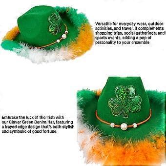 Saint Patricks Hat Irsk Glitter Hat med Blad til Saint Patricks Dag Tilbehør Saint Patricks Hat Blad Grøn