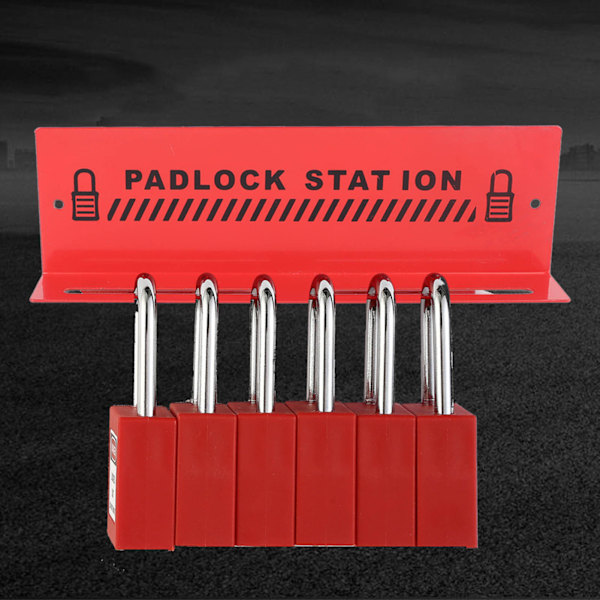 Safety Padlock Station Red Steel Padlock Rack Management Station with 10 Padlock Key Locks for Industrial Shutdown Lock