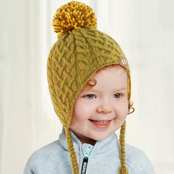 Vintermössa Flickor Stickade Mössor Vinter Fleece Foder Skidåkning Vintermössor med Varma Öronlappar Autumn Leaf Yellow