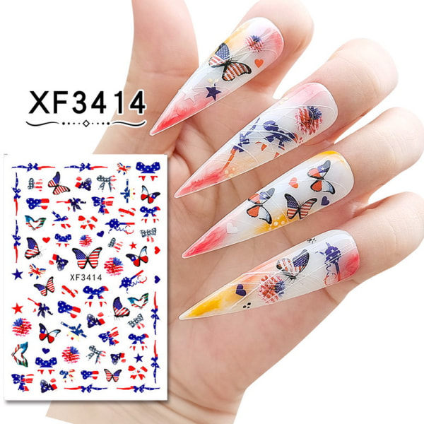 4th of July Nail Art Stickers, Självhäftande Flagg Nail Art