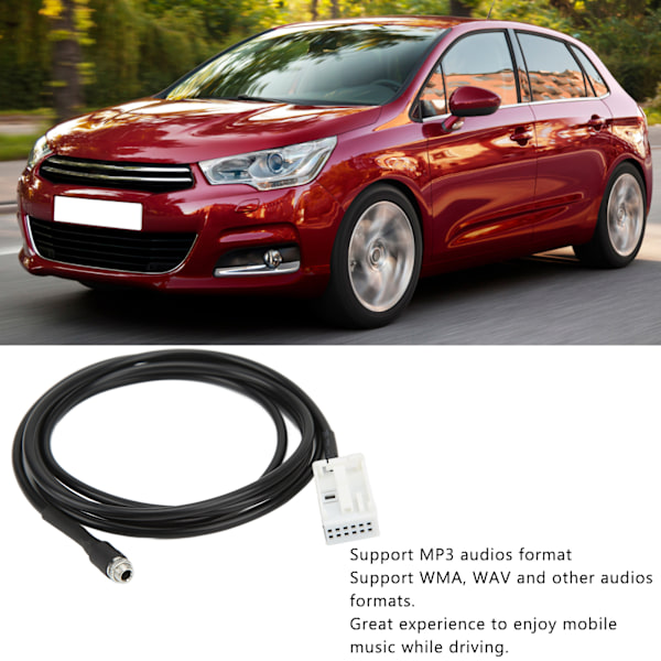 AUX-inngang Lydkabel Adapter ABS Erstatning for Citroen Berlingo 2005 Støtter MP3 Lydformat