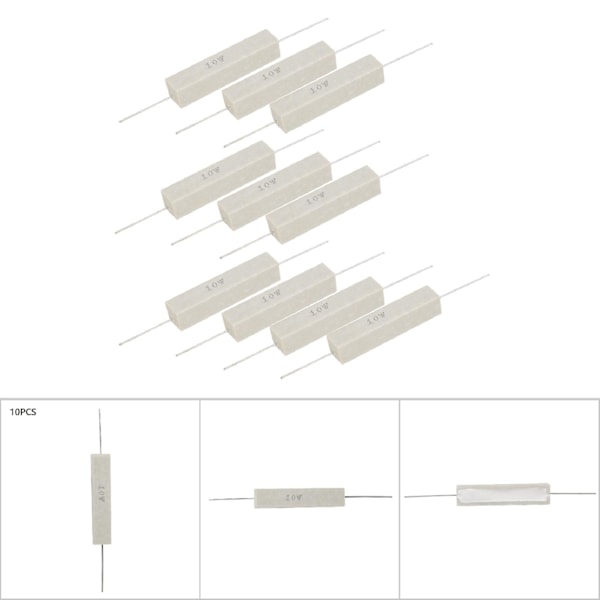 10 stk Cementmodstande Effektmodstand Stabil Ydeevne Høj Præcision ±5% 10W(1R)