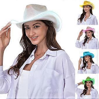 Led Pære Skygge Dame Herre Cowboy Hat til Vinter Efterår Elegant Dame Julefrokost Jazz Hat Justerbar Sort