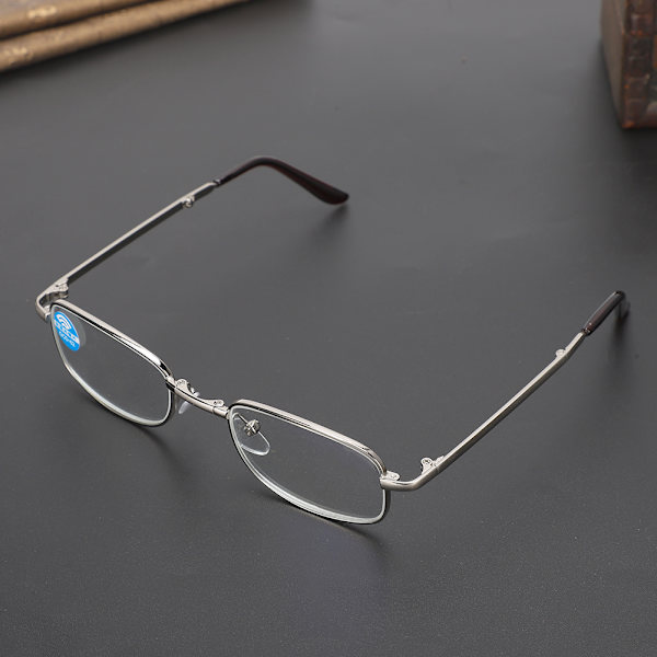 Taitettavat Metalliset Sinisen Valon Suodattimella Varustetut Presbyopia-Lasit Näköväsymyksen Lievitykseen Lukulasit (+400 Hopeakehys)