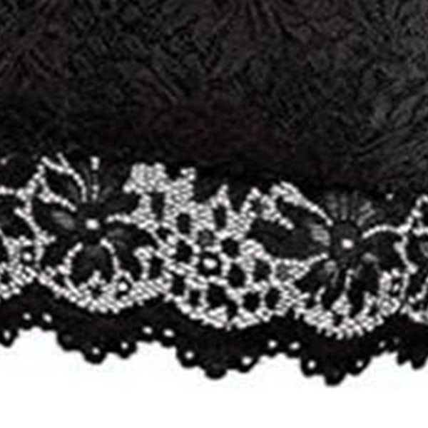 Spets-BH Bralette Vadderad Plus Size Linne Underkläder Hudvänlig Andningsbar Lätt Vadderad BH Underkläder Svart M Dam