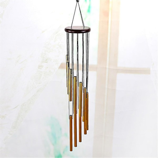 Golden Wind Chimes With 12 Tubes Stepped With S Hook Decor