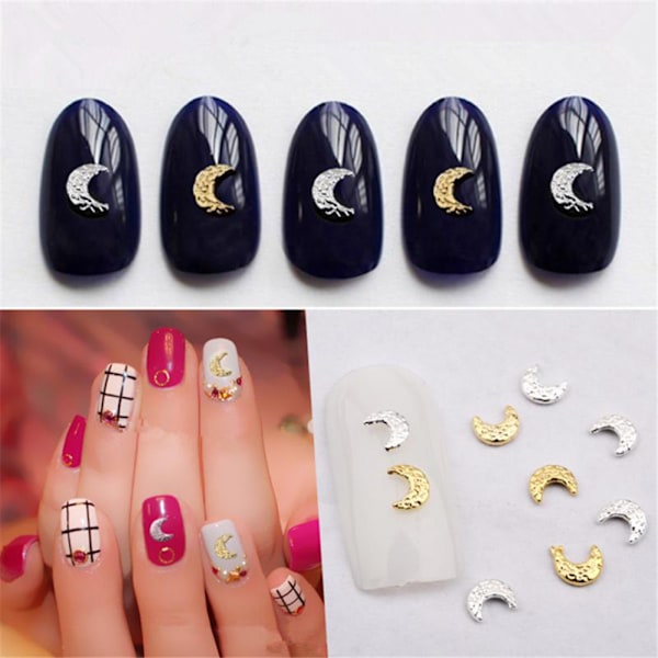 100 stk Neglekunst Rhinestone AB Bor Halvmåneformet Dekorasjon Klistremerke DIY Manikyr Sølv