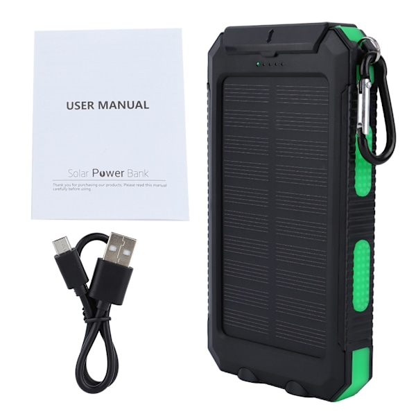 1,2W 5V Solpanel Vandtæt 8000mAh Monokrystallinsk Silicium Sort Grøn