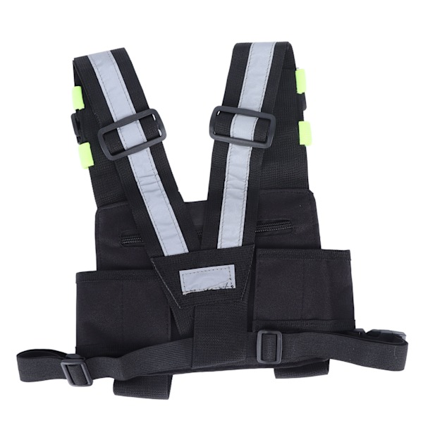 Walkie Talkie Brystpose Grønn Fluorescerende Stripe Justerbar Brystsele Universal for 2-veis Radio