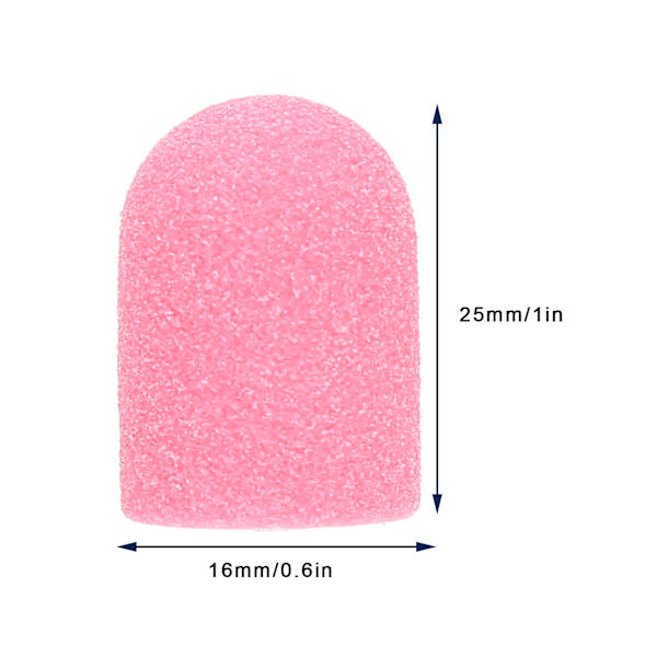Nagelkonst Sandpapperhuv Nagelfräsbits Polering Slipning Sandband Set (16 x 25mm) Rosa