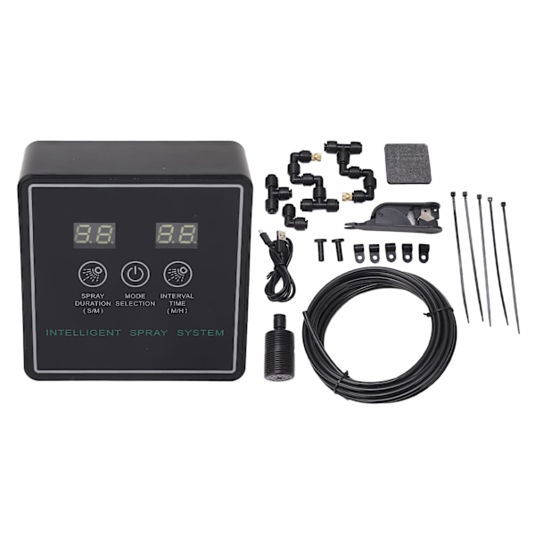 Reptil Fogger Smart Spray System Automatisk Timer Luftfuktare 360 Graders Justerbara Dimmunstycken Mister för Terrarium