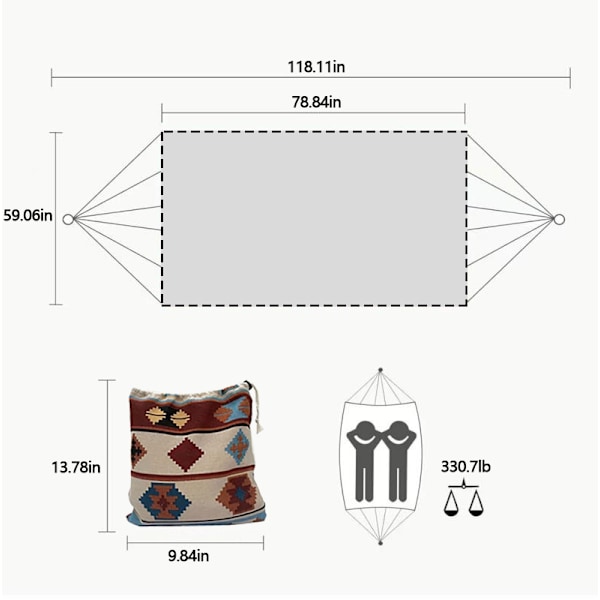 Stilfull Utomhushängmatta, Andningsbar Slitstark Tjock Canvas Bärbar Camping Bekväm Hängmatta med Elegant Toffsdesign för Inomhus- och Utomhusbruk