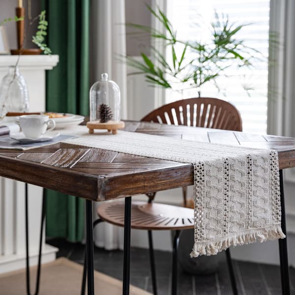 Charmig rustik bordslöpare, makraméstil Boho heminredning för kök, sovrum, vardagsrum