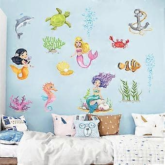 Havsdjur sjöjungfrur mönster väggdekor väggdekor För vardagsrum, sovrum