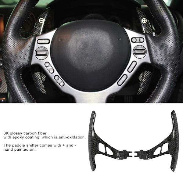 Forlengelse Oppgradering Karbonfiber Padle Shifter Glans Svart Erstatning for Nissan GT-R R35 2007-2016