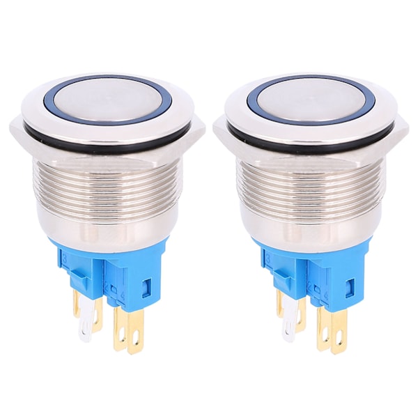 2 kpl DC12-24V IP65 22 mm rengasresettipainike 6-nastainen painikekytkin lisävarusteet sininen