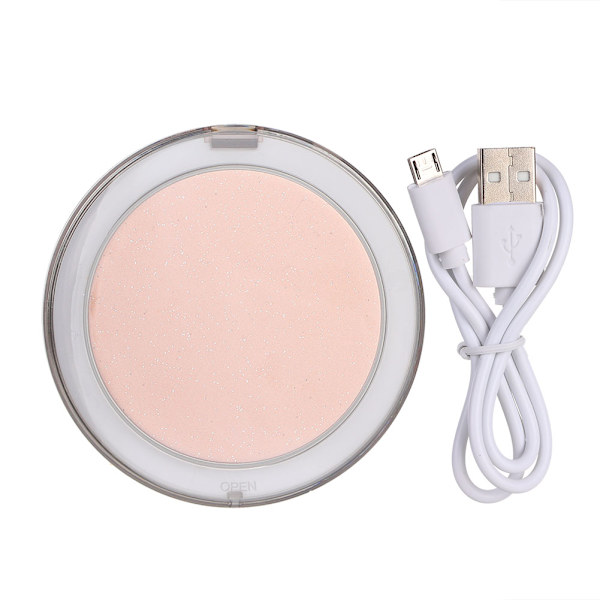 Fällbar kompakt fickspiegel med intelligent sensor LED-ljus sminkspiegel Roséguld