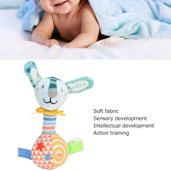 Plush Handskakleksaker för Bebis Mjuka Skakleksaker Skakleksaker för Spädbarn Handgreppsleksaker Djurdocka Blå