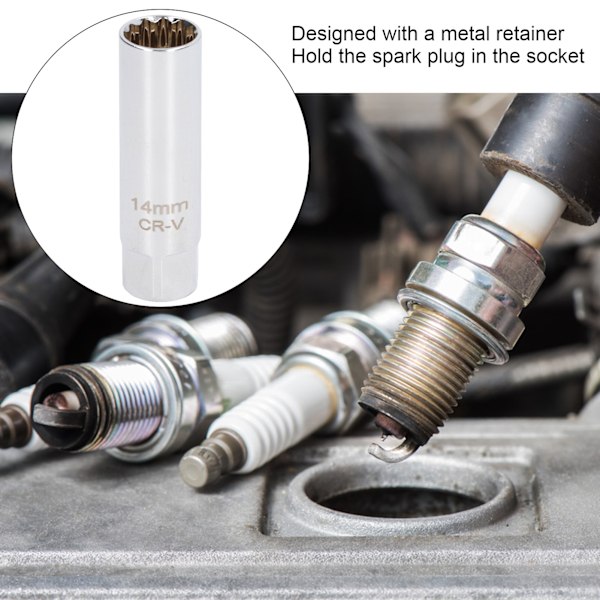 Tändstiftshylsa Magnetisk Universal Tunnväggig Specialavtagare 12-kantig 3/8 tum 14 mm