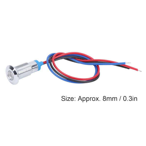 4 Sæt Metal LED Indikatorlys Fælles Katode Lampe Industrielle Kontrolkomponenter 8mm 12‑24V Rød og Blå