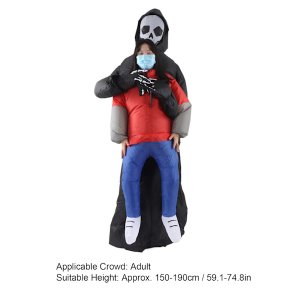 Sort Spøgelses Opblæsbar Kostume Voksen Halloween Fest Sjov Vandafvisende Cosplay Kostume Rekvisitter