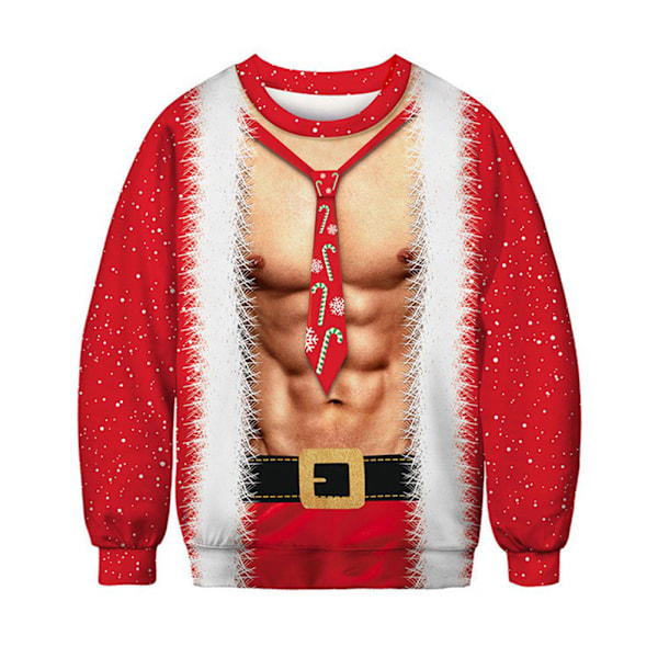 Ful Jultröja T-shirt för Män Kvinnor 3D Digitaltryck Rundhalsad Tröja Sweatshirts för Höst Vinter Julhelgsfest