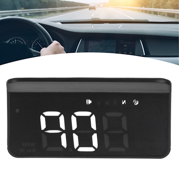 Bil HUD Display GPS Speedometer Træthedskørsel Advarsel KM/h MPH Indstilling Kompas til Biler Lastbiler Cykler Motorcykler Hvidt Lys