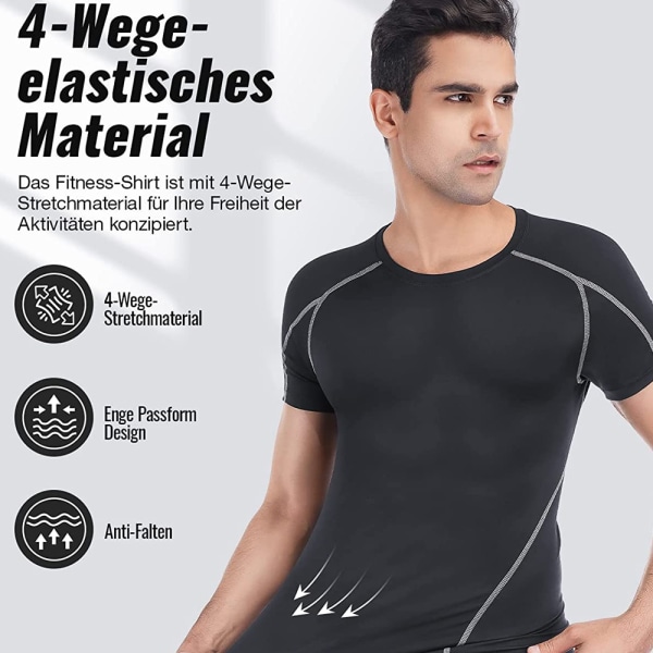 Kule, tørre kortermede kompresjonsskjorter for menn, 2-pack sport