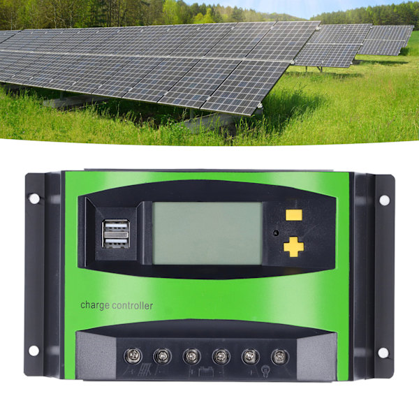 40A 12V/24V Aurinkoenergian Lataussäädin Suuri Näyttö Vedenkestävä Aurinkoenergian Lataussäädin Kahdella USB-portilla Aurinkoenergian Lataussäädin