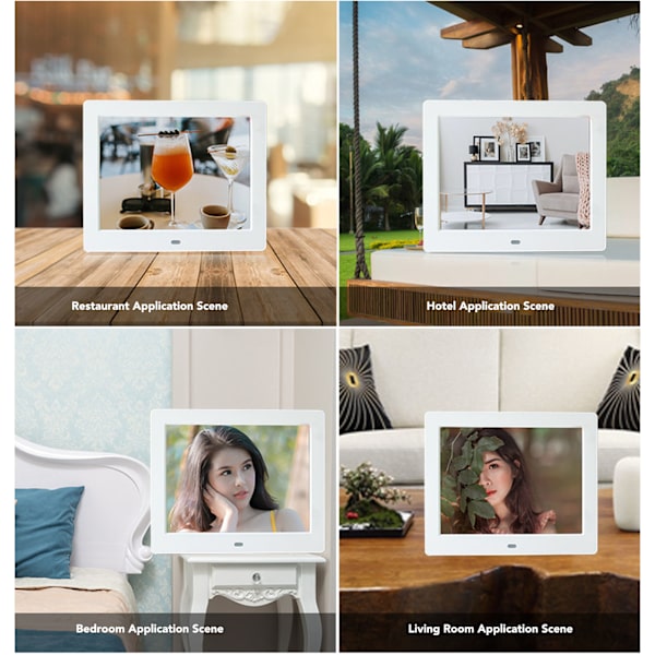 8 Tums Digital Foto Ram IPS Full 800x600 HD Skärm Klocka Kalender Display Inbyggd Högtalare Elektronisk Bildram För Heminredning EU-kontakt