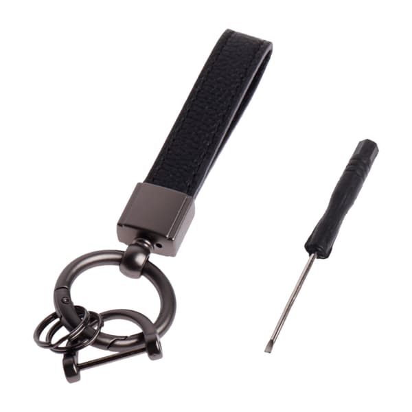 Læder Nøglering, Sort Nøglering til Bil, Nøglerem med Anti-tab D-Ring, Unisex Nøglering til Biltilbehør